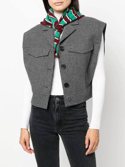 Barrie Striped Knitted Scarf In Green