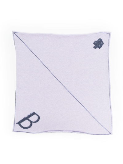 Shop Barrie Embroidered-monogram Cashmere Scarf In Purple