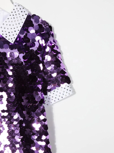 Shop N°21 Two-tone Sequin-embellished Dress In Purple