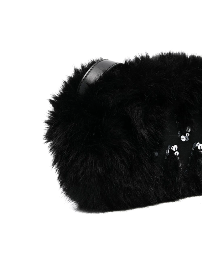 Shop Marni Logo Faux-fur Mini Bag In Black