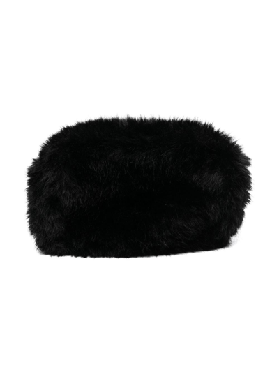 Shop Marni Logo Faux-fur Mini Bag In Black