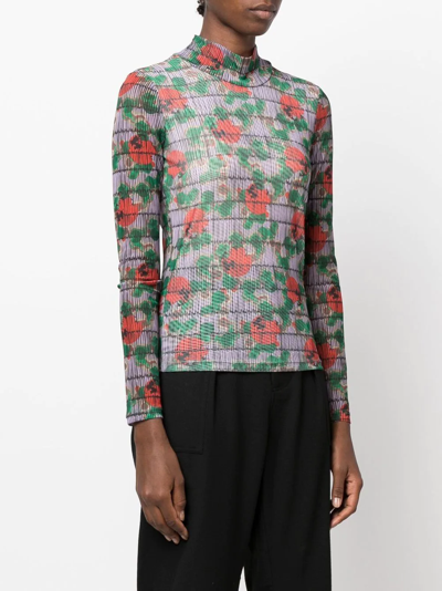 Henrik Vibskov Abstract-print Mock-neck T-shirt In Green