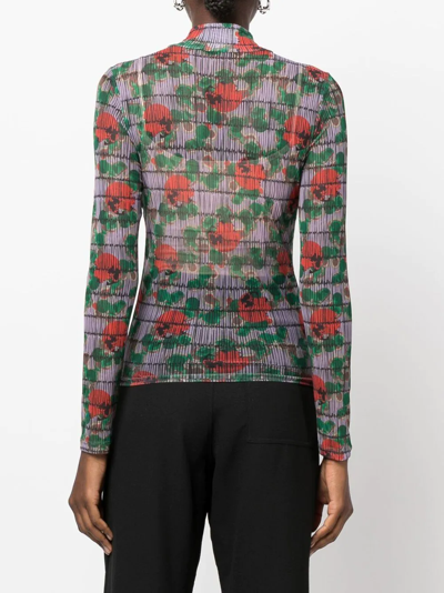 Henrik Vibskov Abstract-print Mock-neck T-shirt In Green