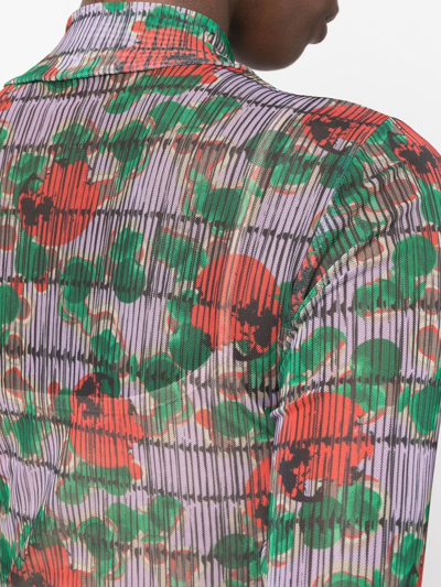 Henrik Vibskov Abstract-print Mock-neck T-shirt In Green