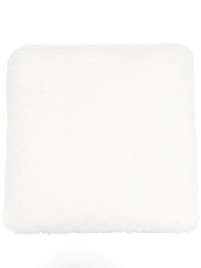 Shop Brunello Cucinelli Textured Square Pillow In White