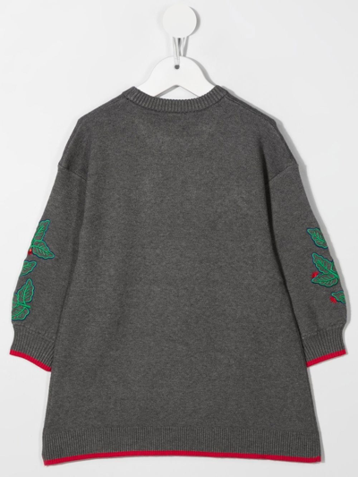 Shop Kenzo Logo Embroidered Jumper Dress In Grey