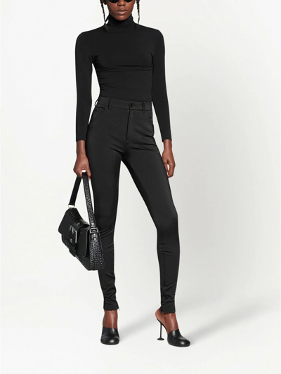 Balenciaga Skinny-leg Zip-hem Legging Pants In Black