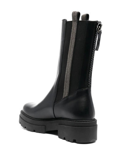 Shop Fabiana Filippi Bead-embellished Combat Boots In Black