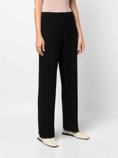 Shop Chinti & Parker Ribbed Wide-leg Track Pants In Black