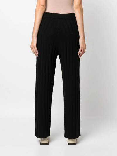 Shop Chinti & Parker Ribbed Wide-leg Track Pants In Black