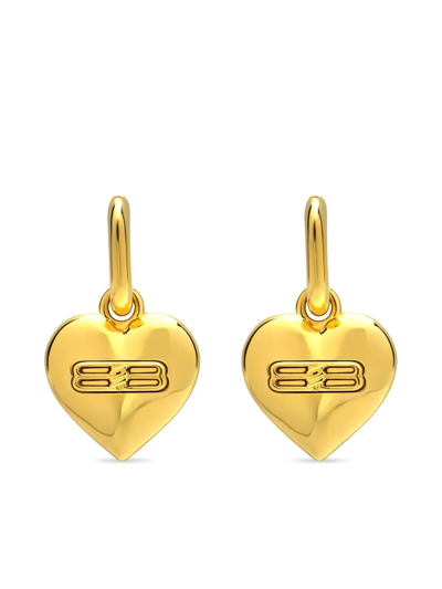 Shop Balenciaga Bb Heart-shaped Earrings In Gold