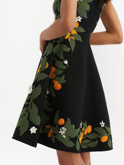 Shop Oscar De La Renta Fortunella Print Sleeveless Minidress In Black