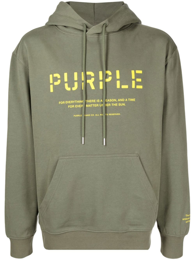Purple Brand Logo-print Cotton Hoodie In Green
