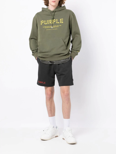 Purple Brand Logo-print Cotton Hoodie In Green