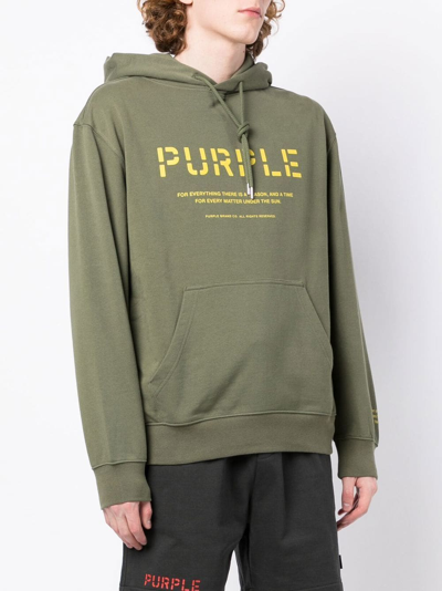 Purple Brand Logo-print Cotton Hoodie In Green