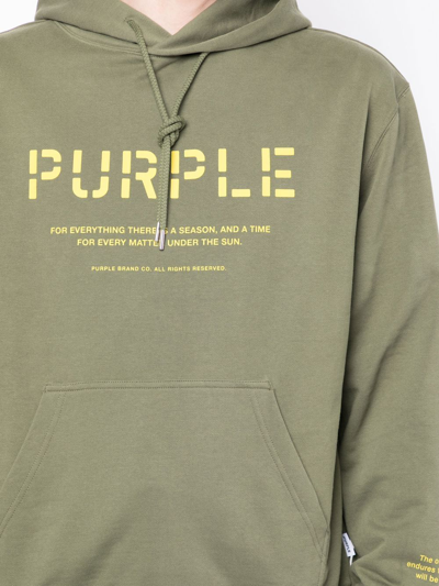 Purple Brand Logo-print Cotton Hoodie In Green