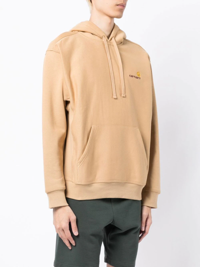 Carhartt American Script Cotton Hoodie In Brown