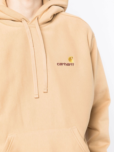 Carhartt American Script Cotton Hoodie In Brown