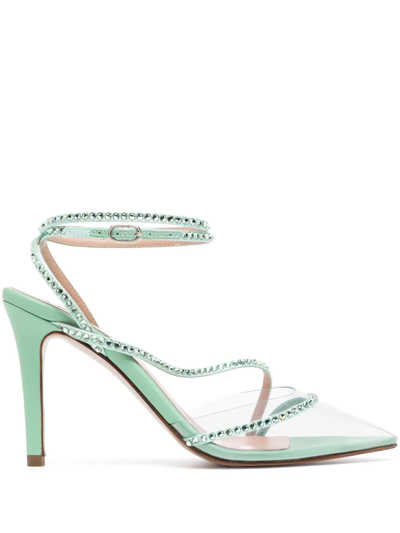 Shop Andrea Wazen Dassy Sunset Crystal Clear-toe Pumps In Green