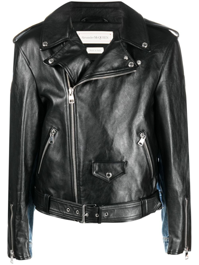 Shop Alexander Mcqueen Panelled Biker Jacket In Black