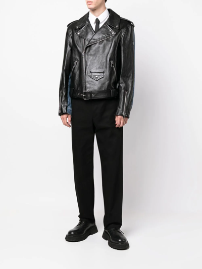Alexander Mcqueen Combo Biker Jacket In Black