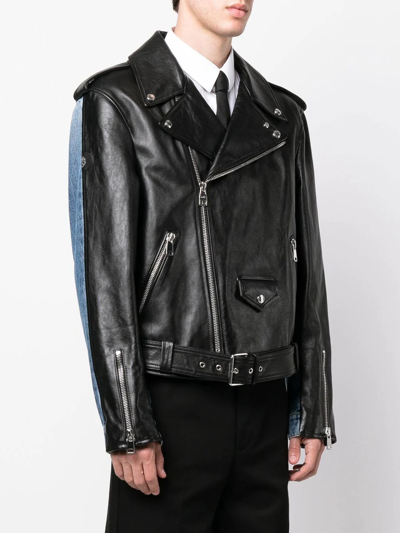 Alexander Mcqueen Combo Biker Jacket In Black