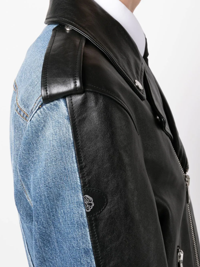 Alexander Mcqueen Combo Biker Jacket In Black