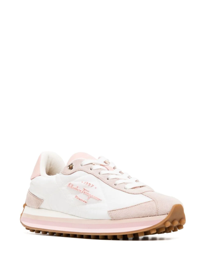 Ferragamo Iggy Colorblock-heel Retro Sneakers In Pink