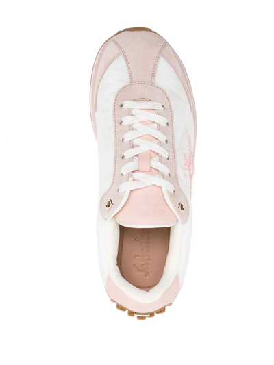 Ferragamo Iggy Colorblock-heel Retro Sneakers In Pink