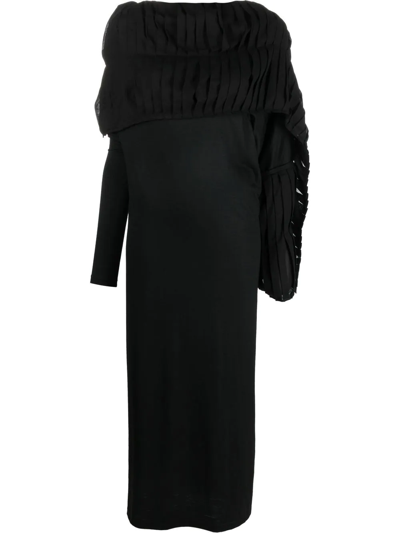 Shop Yohji Yamamoto Wool And Cotton Dress In Black