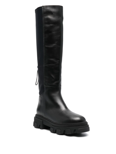 Shop Gia Borghini Knee-length Chunky Leather Boots In Black