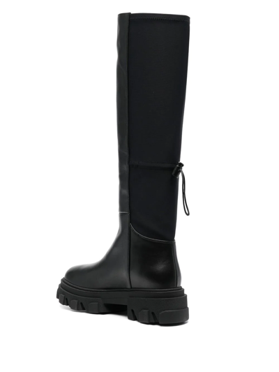 Shop Gia Borghini Knee-length Chunky Leather Boots In Black