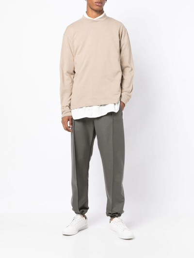 Shop Rito Structure Solid-color Long-sleeve Swaetshirt In Neutrals