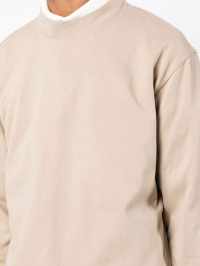 Shop Rito Structure Solid-color Long-sleeve Swaetshirt In Neutrals