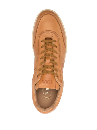 Shop Tod's Low-top Leather Sneakers In Brown