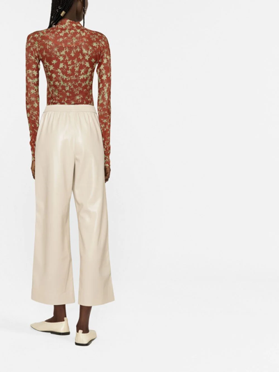 Shop Nanushka Faux-leather Cropped Trousers In Neutrals