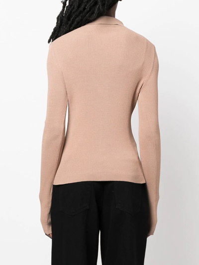 Shop Low Classic Ribbed-knit V-neck Cardigan In Neutrals