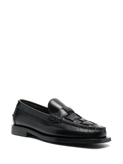 Shop Hereu Nombela Leather Loafers In Black
