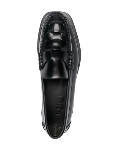 Shop Hereu Nombela Leather Loafers In Black