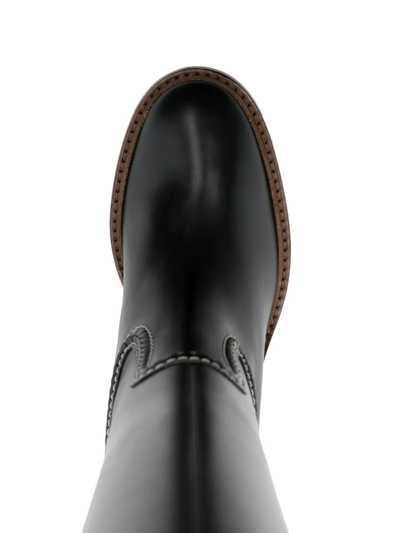 Shop Chloé Almond-toe Knee-length Boots In Black