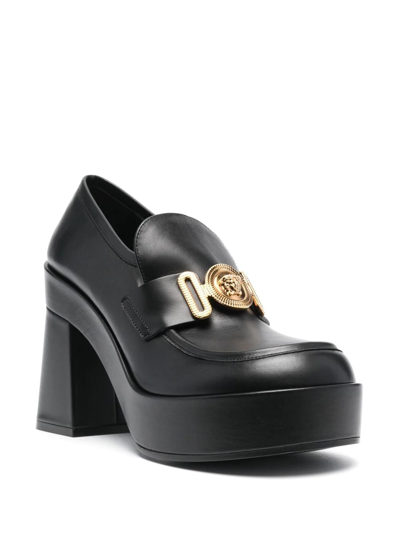 Shop Versace Medusa-head Leather Loafers In Black