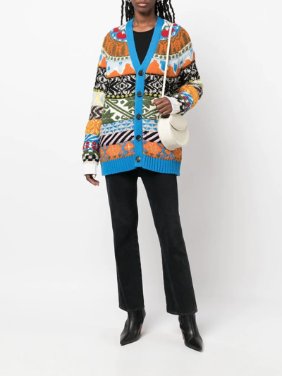 Shop Dsquared2 Graphic-print Cotton Cardigan In Blue