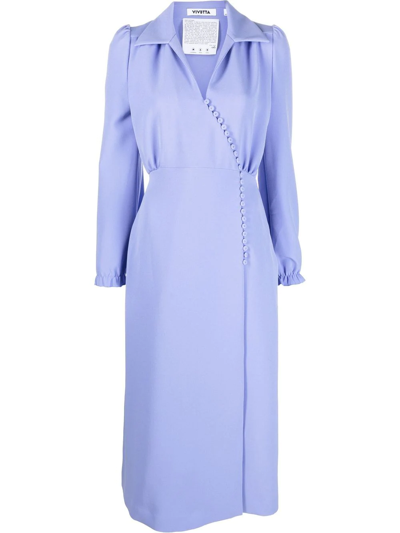 Shop Vivetta Cotton Midi Buttoned Dress In Purple