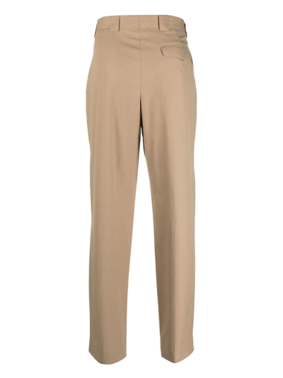 Paul Smith Pleat-detail Cotton Straight-leg Trousers In Neutrals