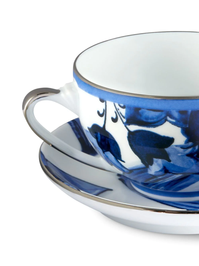 Shop Dolce & Gabbana Blu Mediterraneo Porcelain Tea Set In White