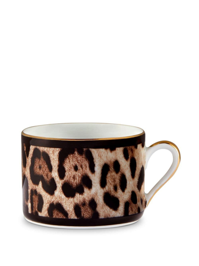 Shop Dolce & Gabbana Leopard-print Porcelain Tea Set In Black