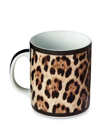 Shop Dolce & Gabbana Leopard-print Porcelain Mug In Brown