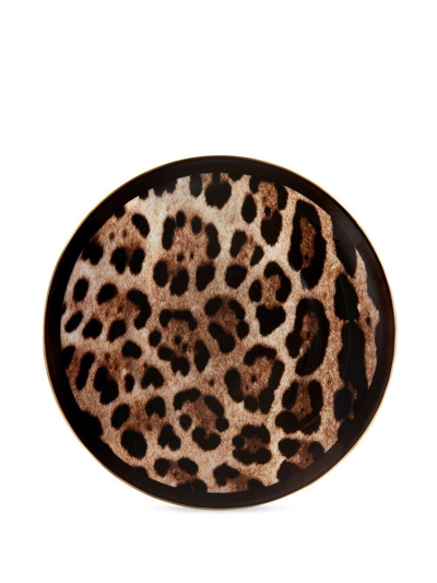 Dolce & Gabbana Leopard-print Porcelain Tea Set In Black