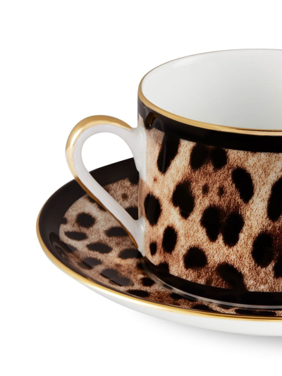 Shop Dolce & Gabbana Leopard-print Porcelain Tea Set In Black