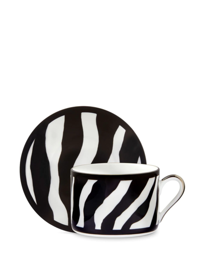 Shop Dolce & Gabbana Zebra-pattern Porcelain Tea Set In Black